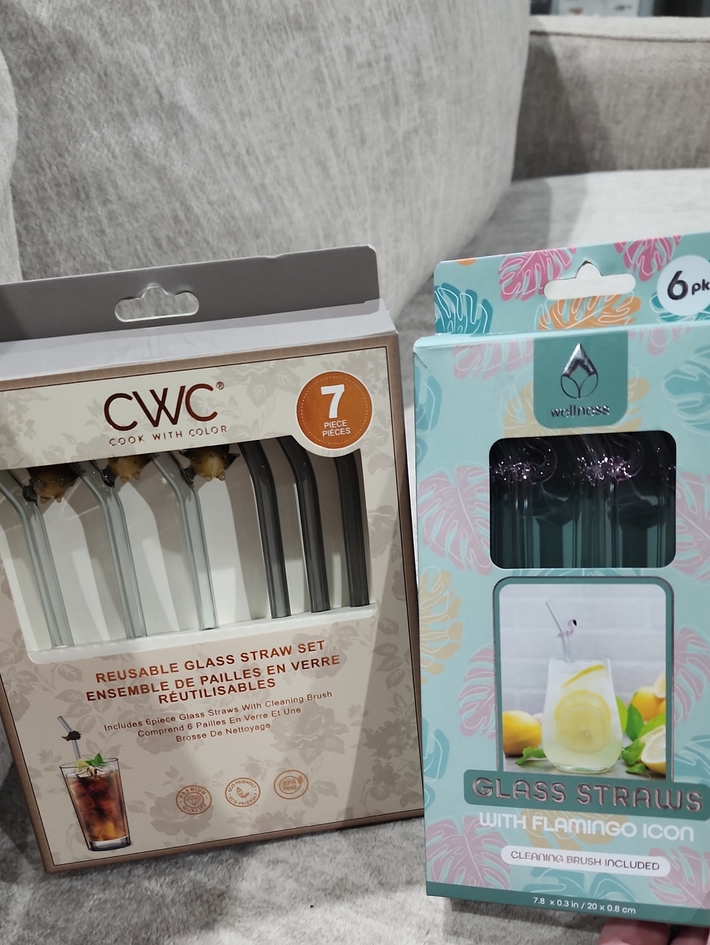 NWT Flamingo & Hedgehog Reusable Glass Straws